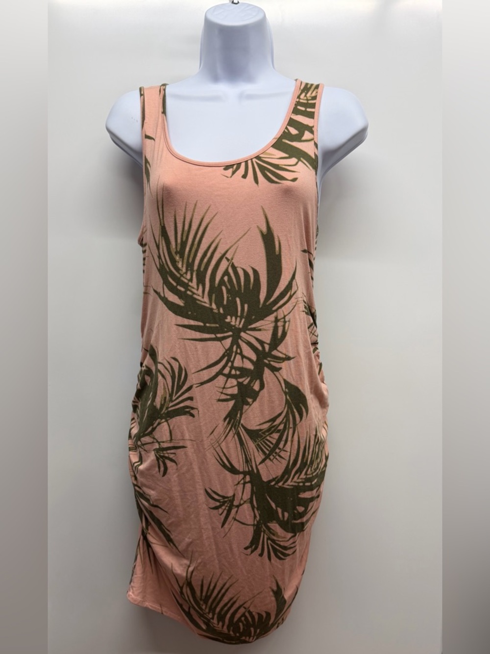Isabel Maternity by Ingrid & Isabel Peach Tank Dress with Olive Palm Print